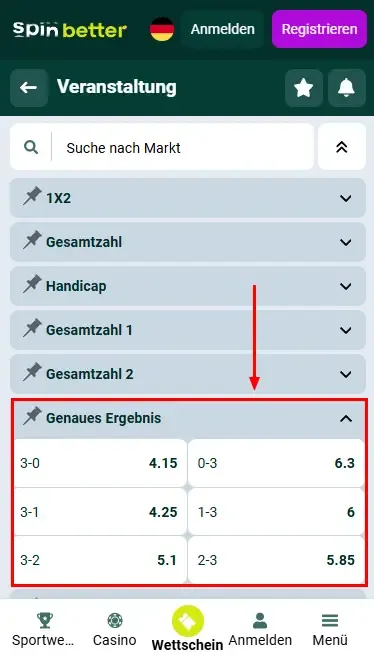 Spinbetter Deutschland Exaktes Ergebnis (Volleyball)