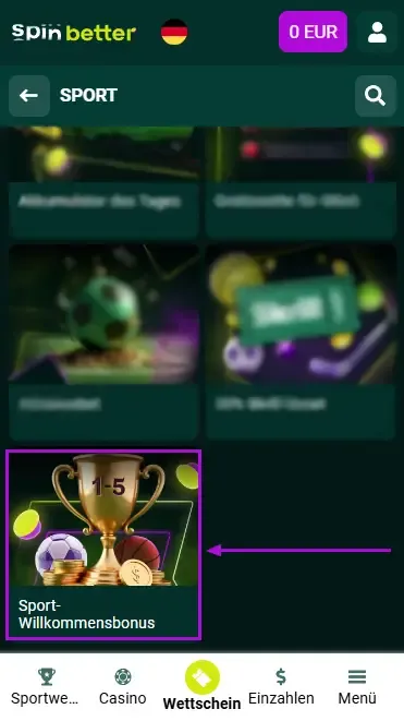 Spinbetter DE Sportwetten-Willkommensbonus