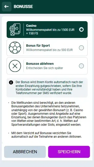Spinbetter Willkommensboni in Deutschland