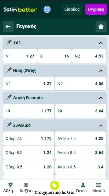 Spinbetter Ελλάδα: Αγορές Πυγμαχίας