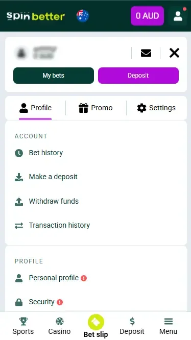 Spinbetter AU Account