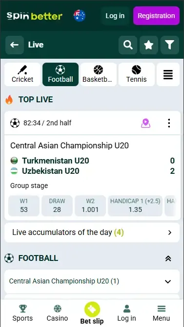 Spinbetter Live Betting