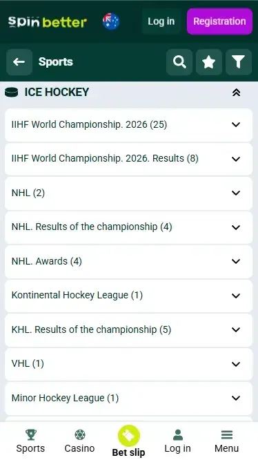 Spinbetter Australia Ice Hockey Events