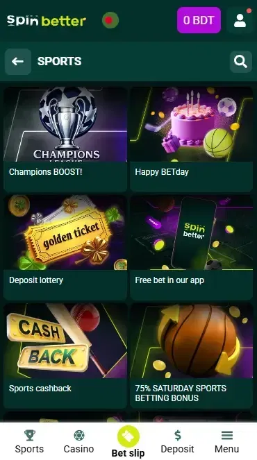 Spinbetter Sport Bonuses in Bangladesh