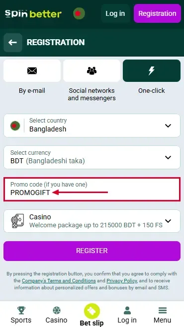 Spinbetter Bangladesh: Promo Code
