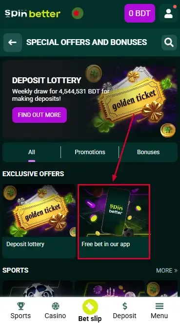 Spinbetter Bangladesh Free Bet Bonus