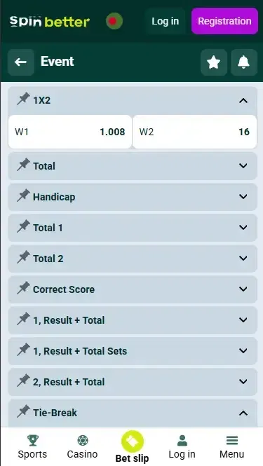 Spinbetter Bangladesh Betting Markets