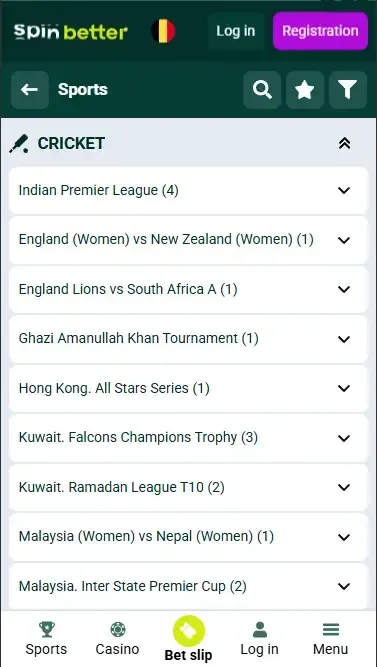 Spinbetter Belgium Cricket matches and events