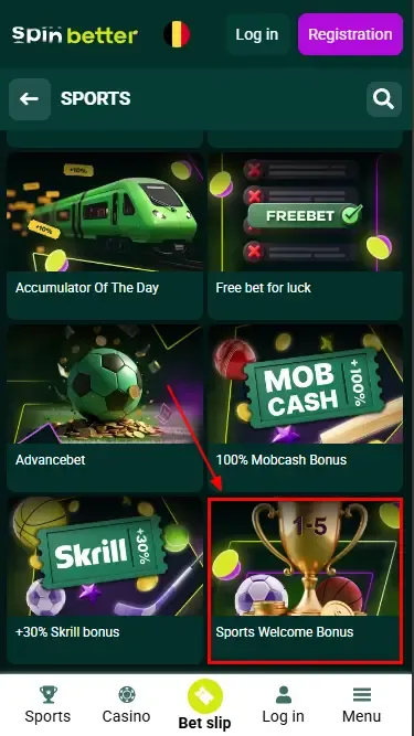 Spinbetter Belgium: Sports Welcome Bonus