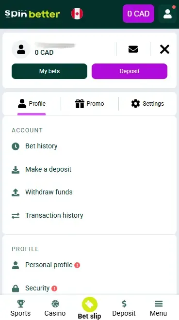 Spinbetter CA Account
