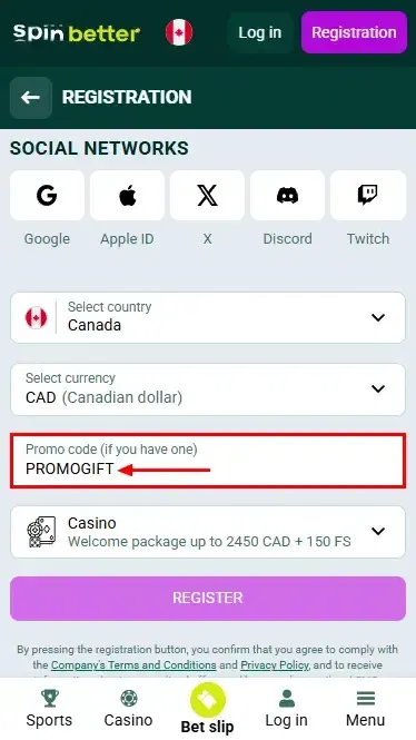 Spinbetter Canada Promo Code