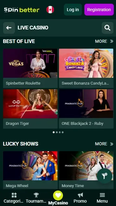 Spinbetter Canada: Live Casino