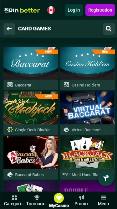 Spinbetter Canada: Table Games