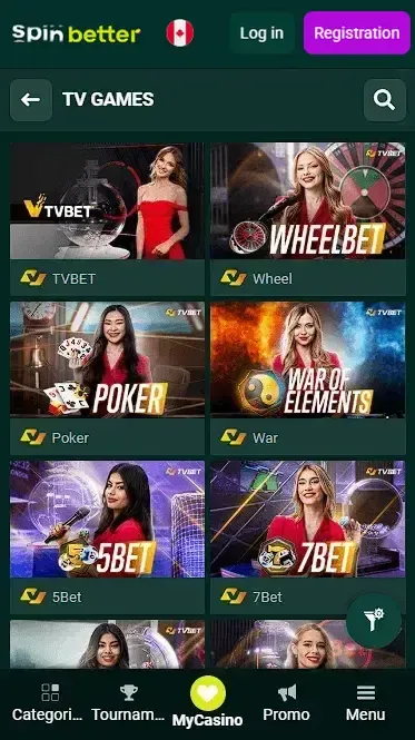 Spinbetter Canada: TV Games