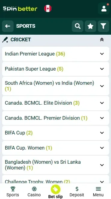 Spinbetter Canada Cricket Matches and Events