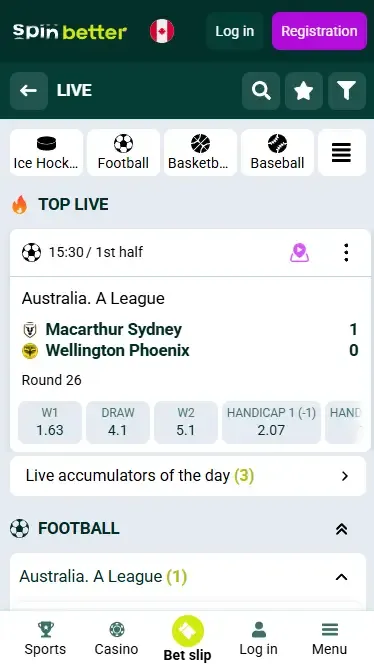Spinbetter Live Betting