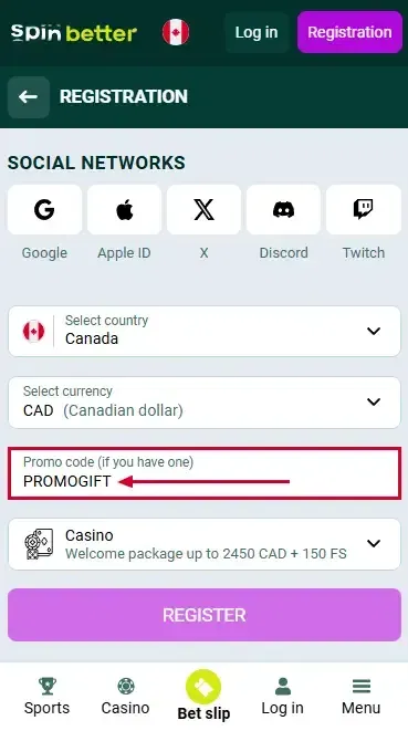 Spinbetter Canada Promo Code