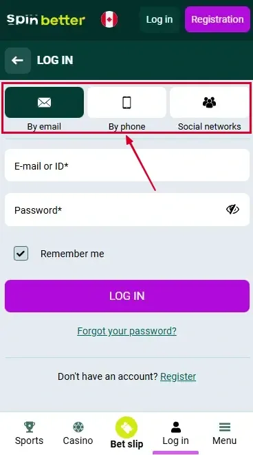 Spinbetter CA: Ways to Log In