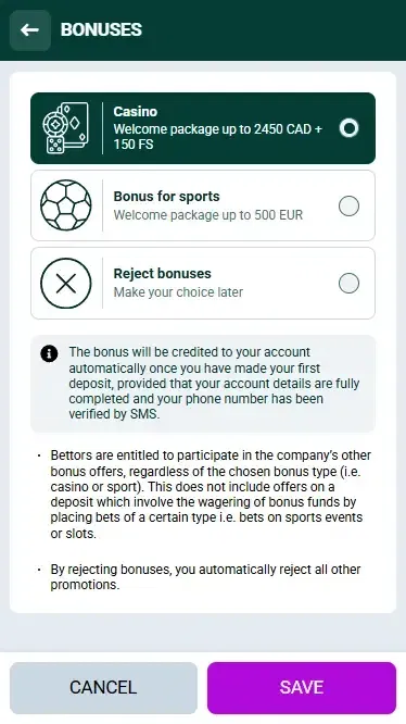 Spinbetter Welcome Bonuses in Canada