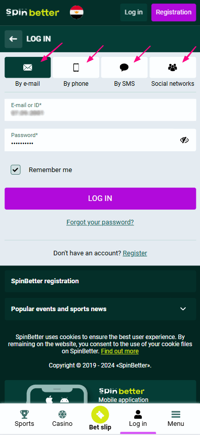 Spinbetter Casino login