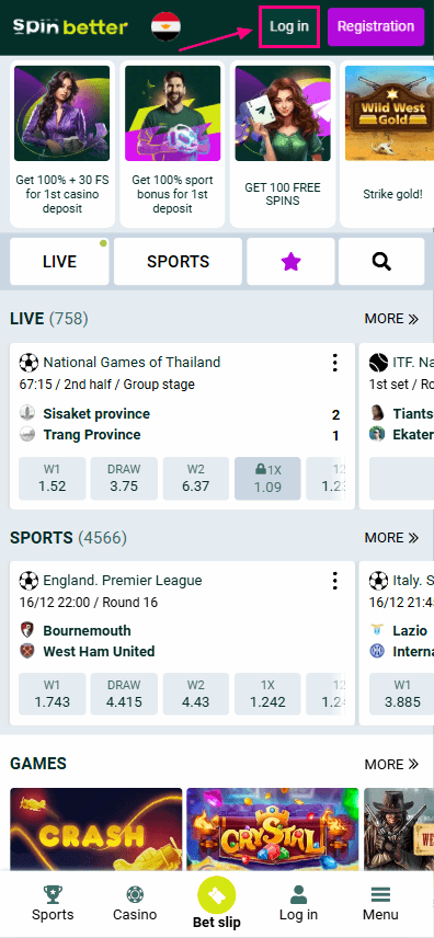 Spinbetter Casino login