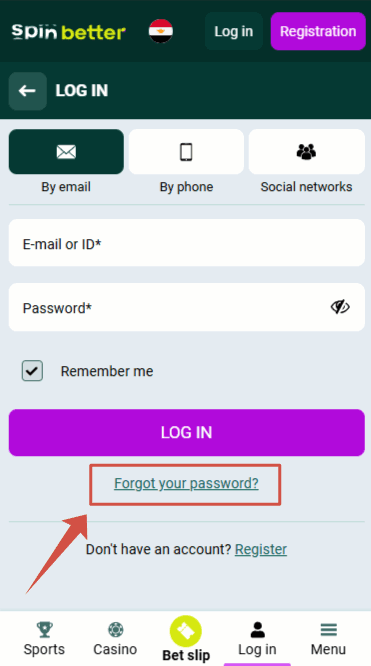 Spinbetter Forgotten Password