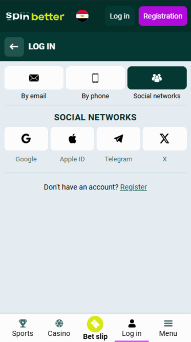 Spinbetter Login via Social Nets