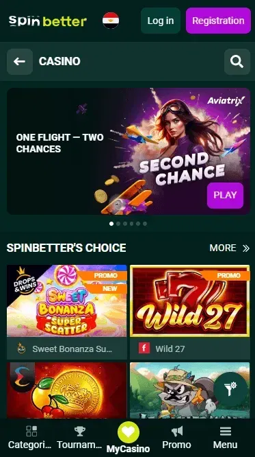 Spinbetter Casino Section