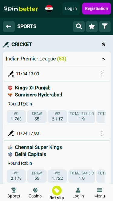 Spinbetter Cricket Events