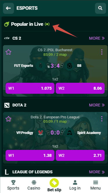 Spinbetter Live eSports Betting