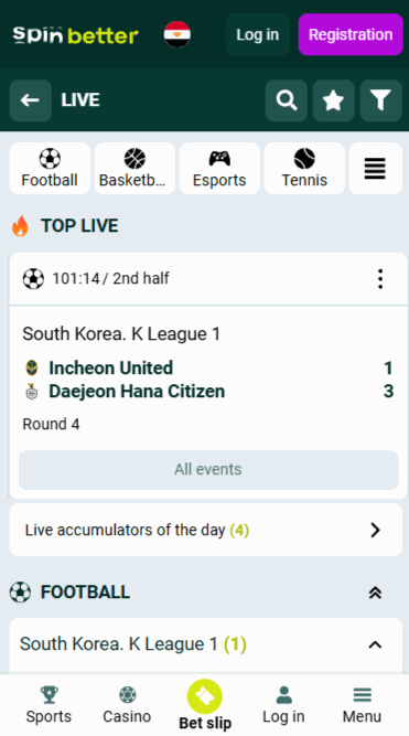 Spinbetter Live Bets