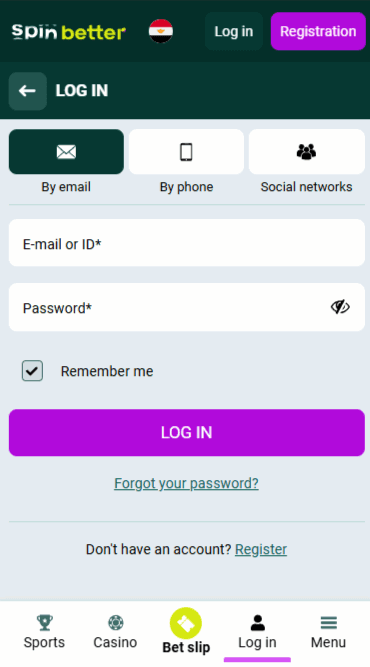 Spinbetter Login by Email