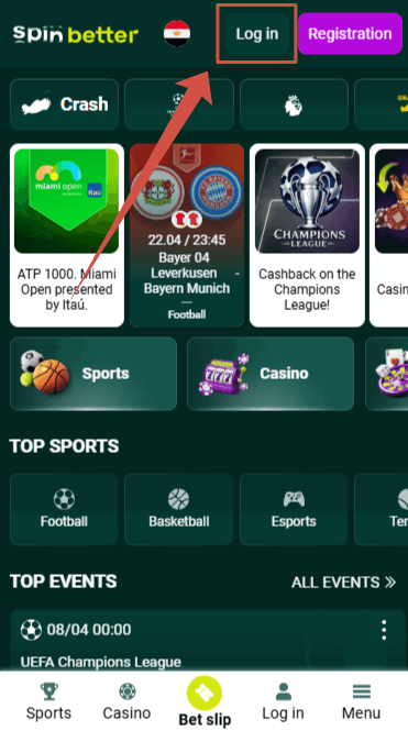 Spinbetter Login Button