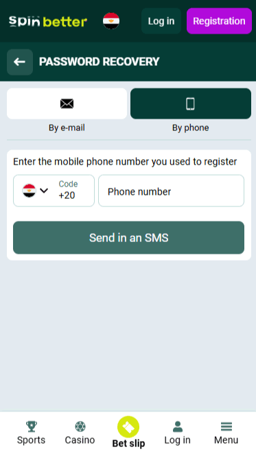 Spinbetter Password Recovery by Phone