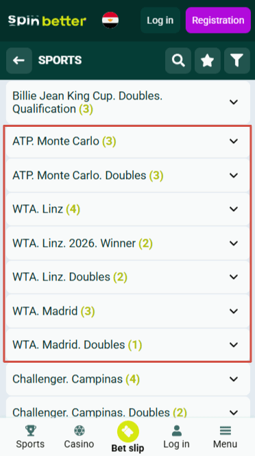 Spinbetter ATP and WTA