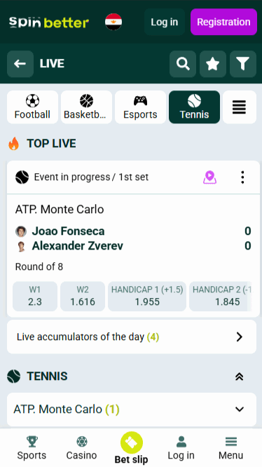 Spinbetter Live Tennis Betting