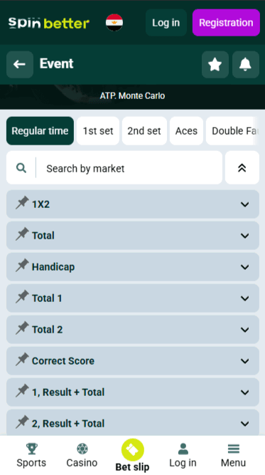 Spinbetter Tennis Betting Markets