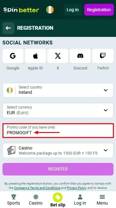 Spinbetter Ireland Promo Code