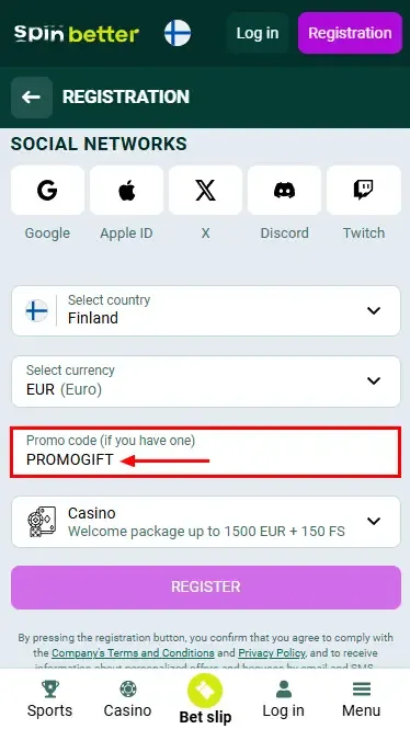 Spinbetter Finland Promo Code