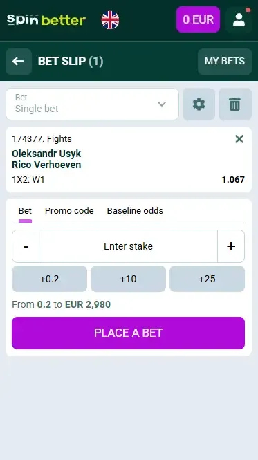 Spinbetter Boxing Bet Slip