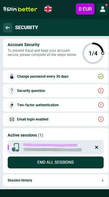 Spinbetter United Kingdom Account Protection