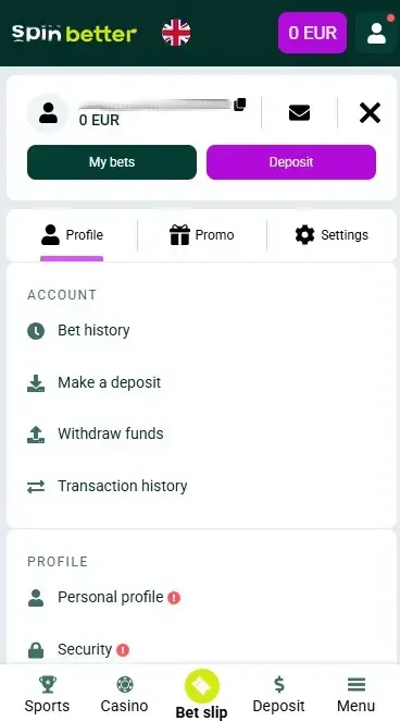 Spinbetter UK Account