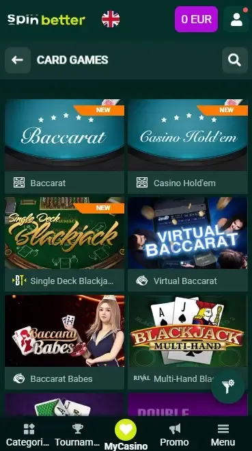 Spinbetter United Kingdom: Table Games