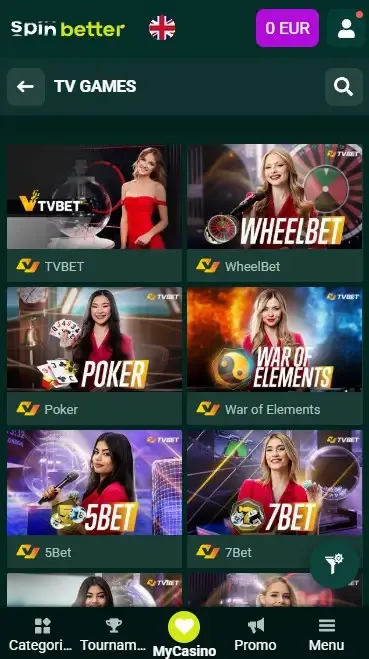 Spinbetter United Kingdom: TV Games