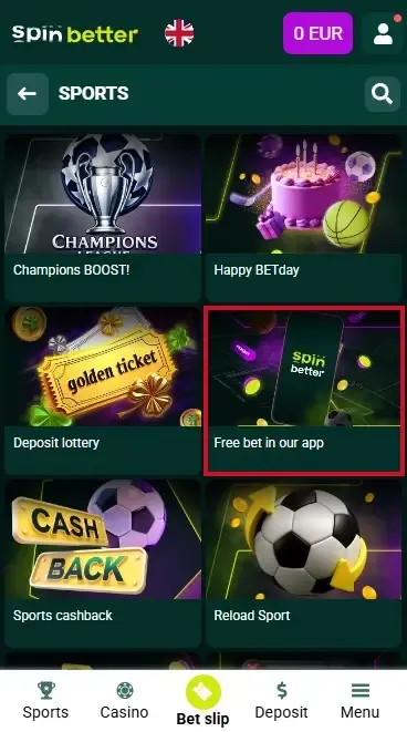 Spinbetter UK Free Bet Bonus