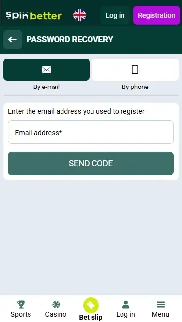 Password Recovery by Email at Spinbetter UK