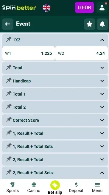 Spinbetter UK Betting Markets