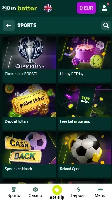Spinbetter United Kingdom Sport Bonuses
