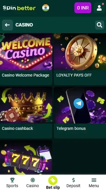 Spinbetter Casino Ongoing Bonuses in India