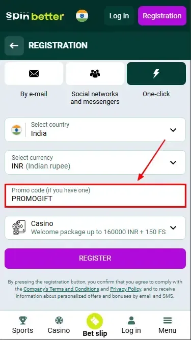 Spinbetter India Promo Code